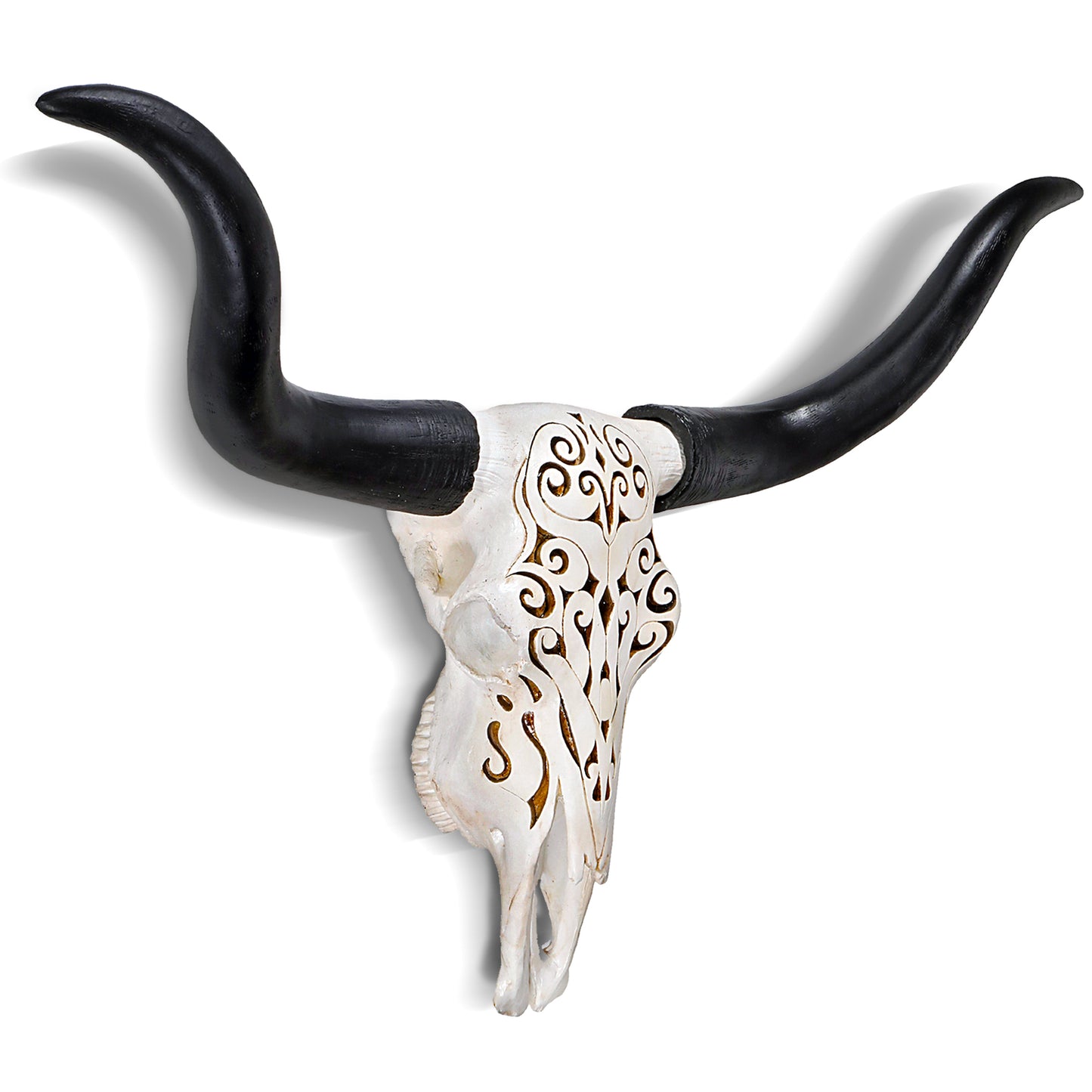 Carved Faux Longhorn Skull, 27.5"