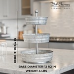 3 Tier Galvanized Round Metal Tray, 18"