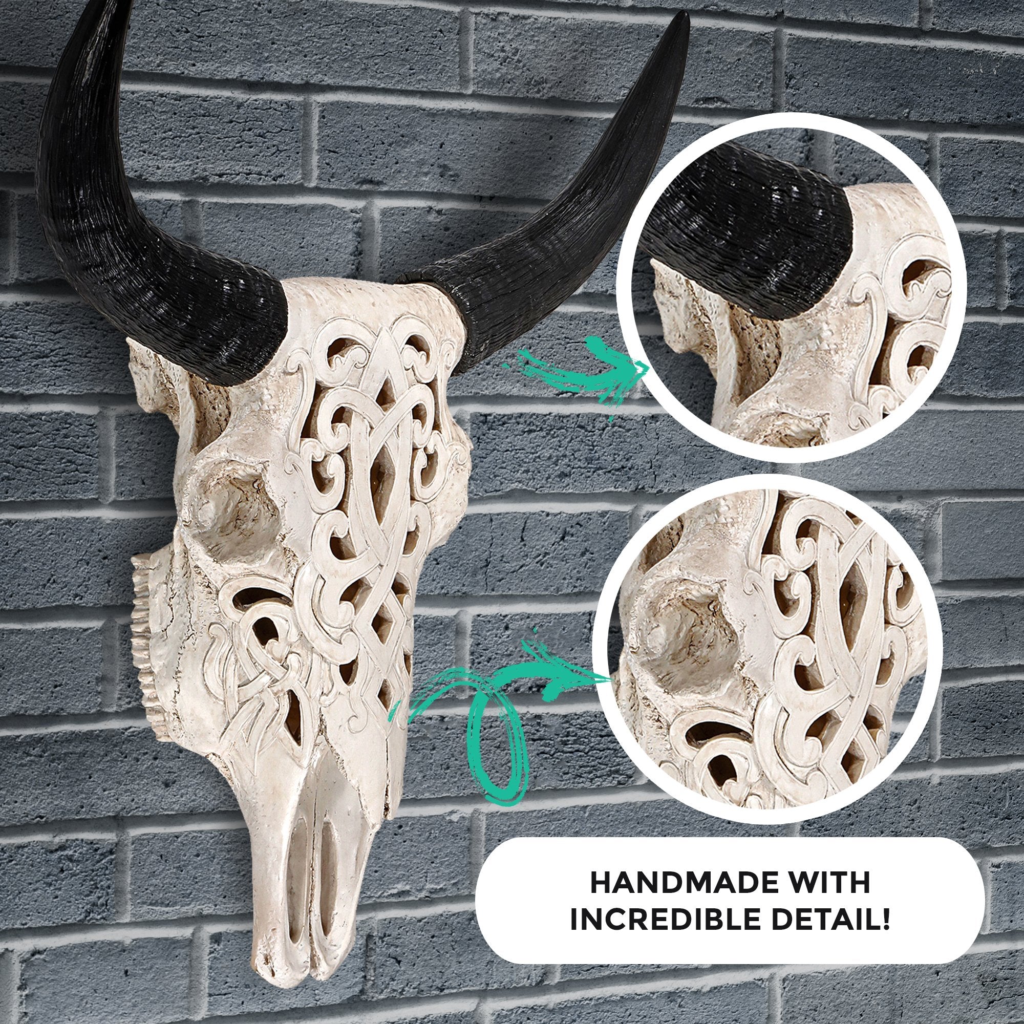 Carved Steer Skull detail callout