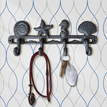 Cast Iron Seashell Hooks, 13”