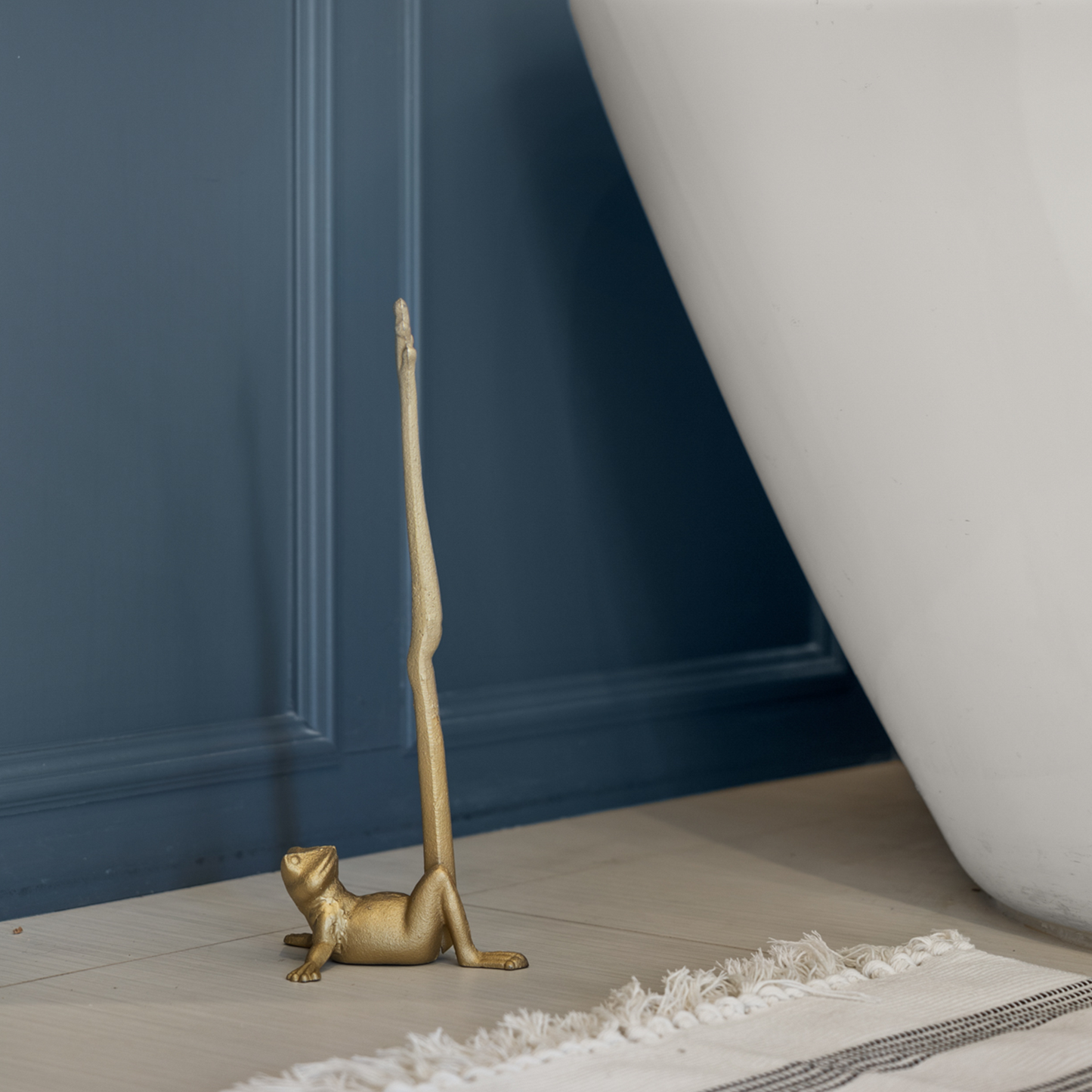 Gold Frog Toilet Paper Holder & Paper Towel Stand, 14" | Cast Iron, Won't Tip