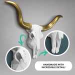 Faux longhorn skull, faux longhorn, faux skull, fake longhorn skull, animal skull wall mount, farmhouse décor