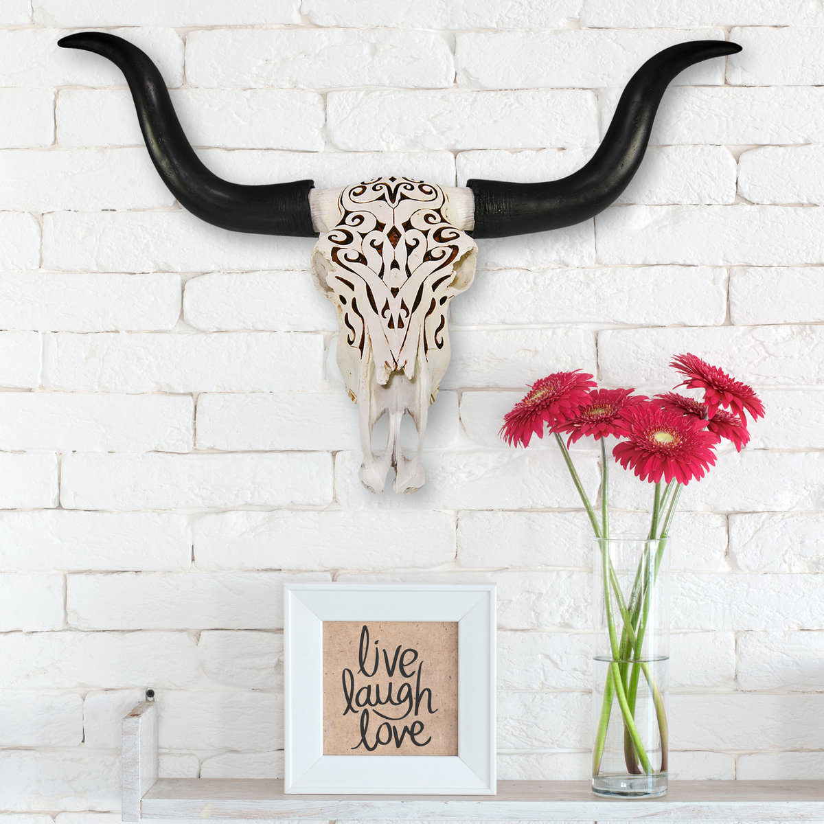 Texas Longhorn Skull with Succulent Crown, Cow Head Faux popular Taxidermy, Bohemian Farmhouse Western Wall Art