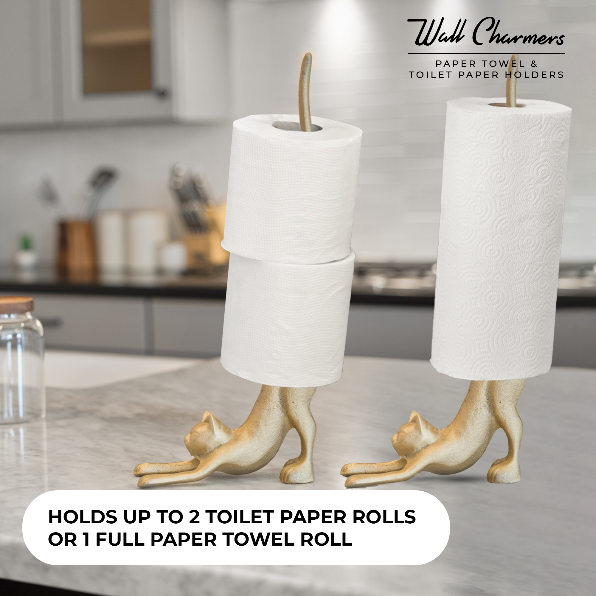 Gold Cat Paper Towel Holder, 18.5"