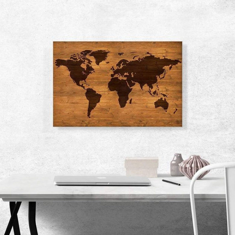 Rustic world map canvas