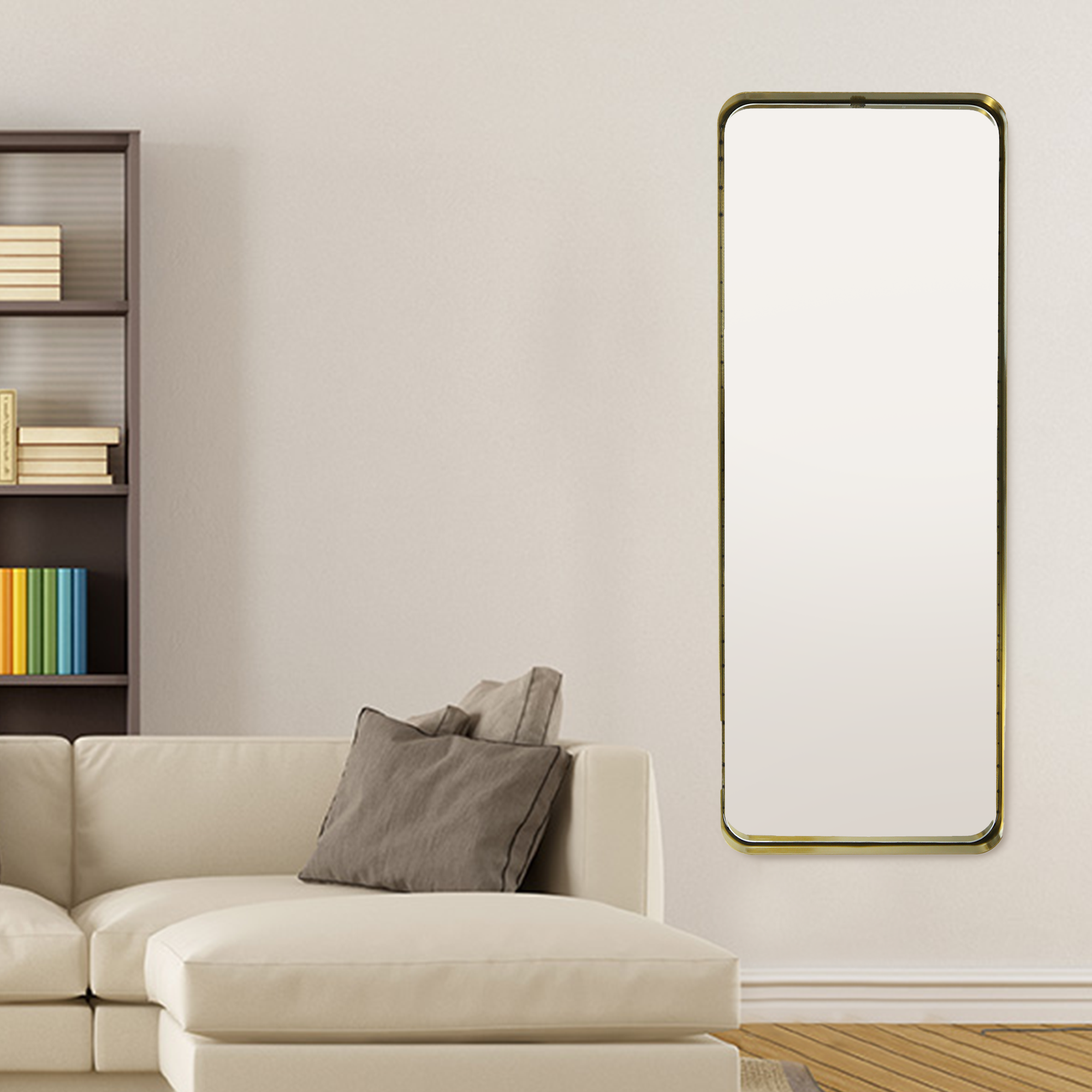 Gold Rectangle Freestanding or Hanging Mirror, 18"x 48”