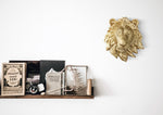 Faux lion, faux mini lion, fake mini lion, animal head wall mount, farmhouse decor, gold lion