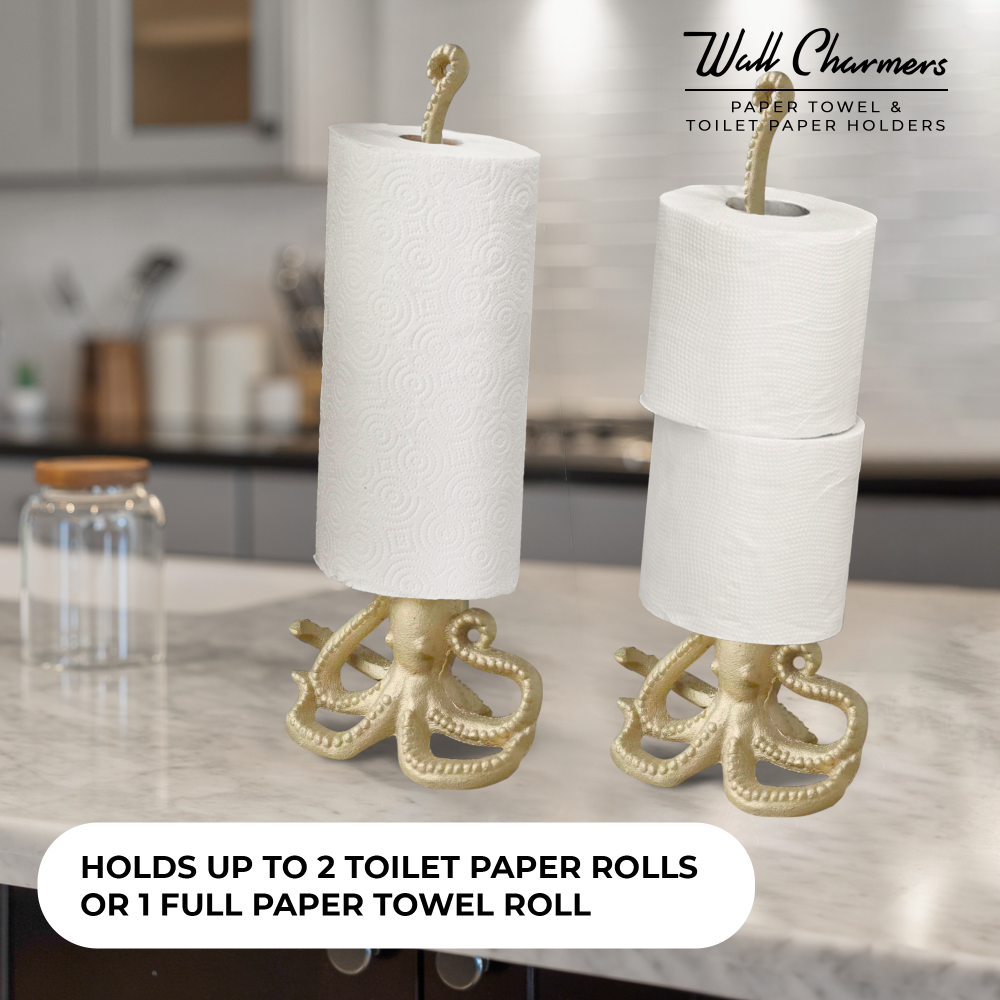 Gold Octopus Paper Towel Holder, 17"