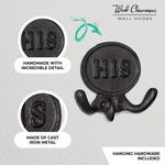 Set of 2 His and Hers Towel Hooks, 5.8"