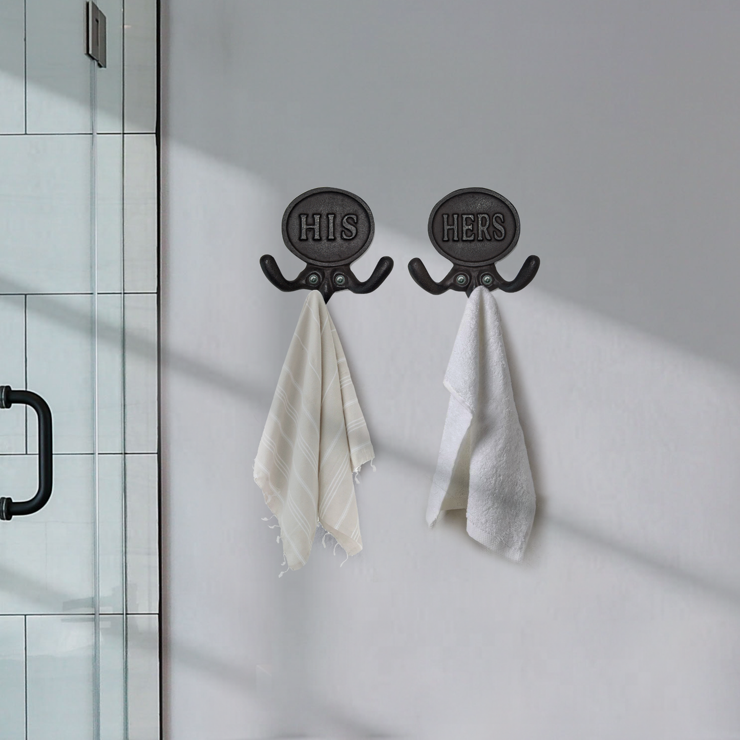 Set of 2 His and Hers Towel Hooks, 5.8"