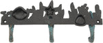 Cast Iron Turquoise Patina Seahorse Wall Hooks, 11.2"