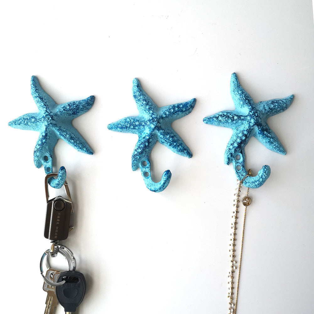 Set of 3 Starfish Wall Hooks, 4.5"