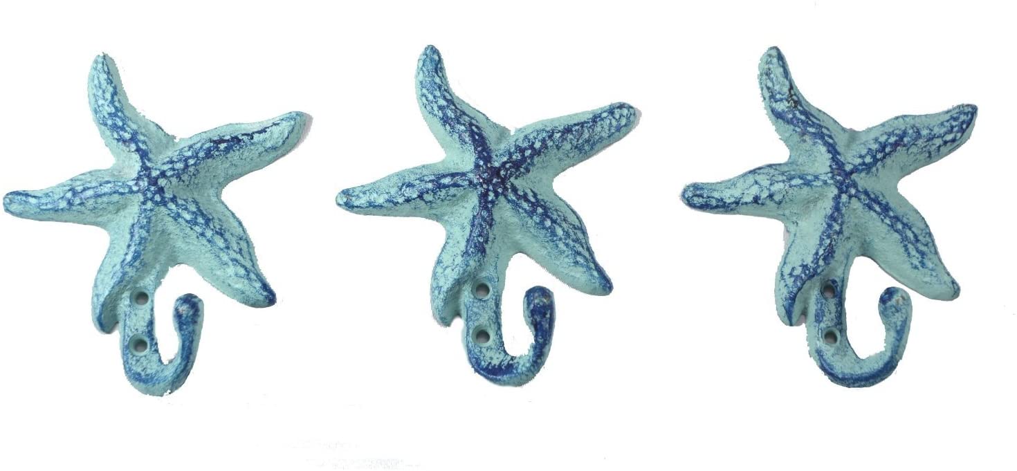 Set of 3 Starfish Wall Hooks, 4.5"