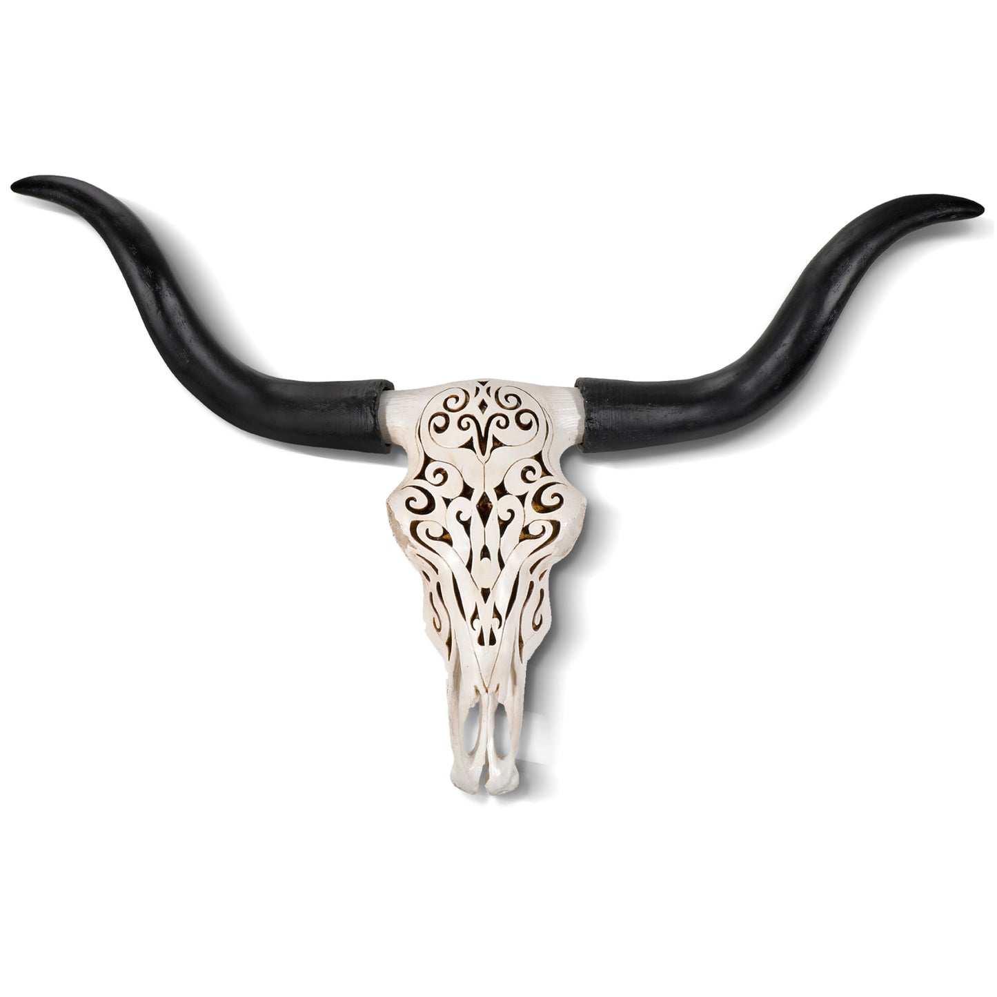 Carved Faux Longhorn Skull, 27.5"