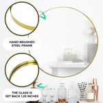 Gold Round Hanging Mirror, 30"