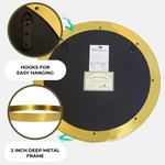 Gold Round Hanging Mirror, 24"