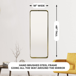 Gold Rectangle Freestanding or Hanging Mirror, 18"x 48”