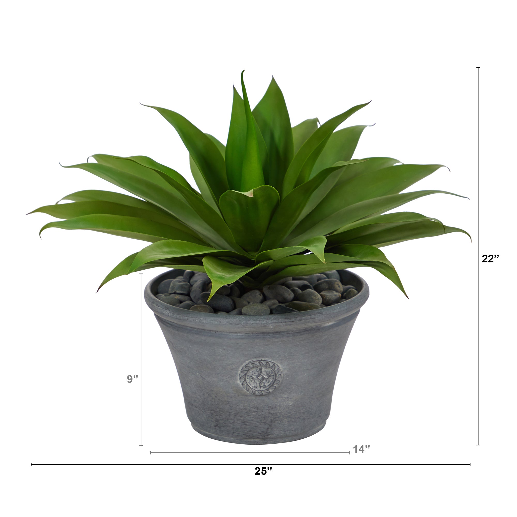 22” Agave Succulent Artificial Plant in Gray Planter