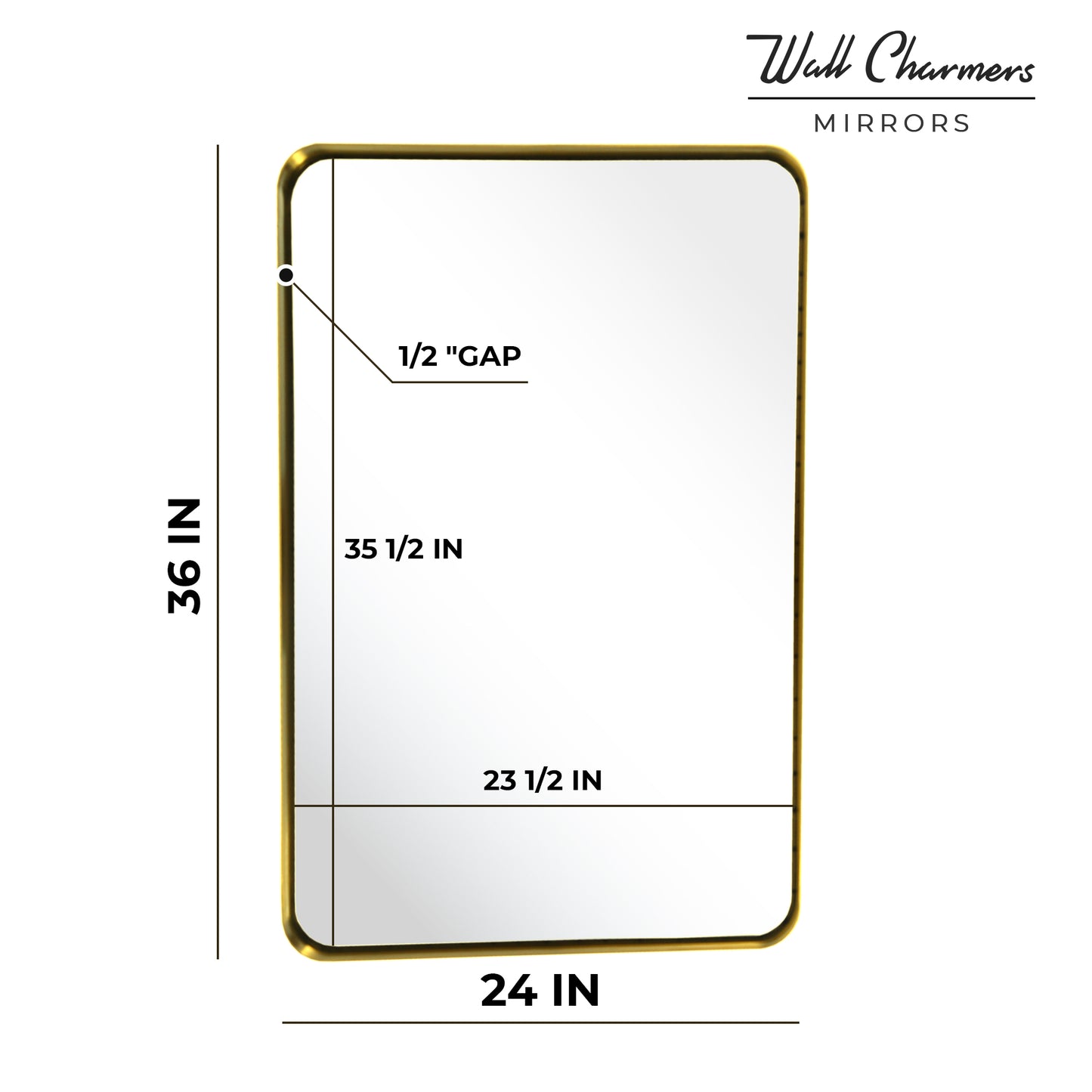 Gold Hanging Bathroom Mirror – 24” x 36” Wall Vanity Mirror