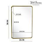 Gold Bathroom Hanging Mirror, 24"x36”