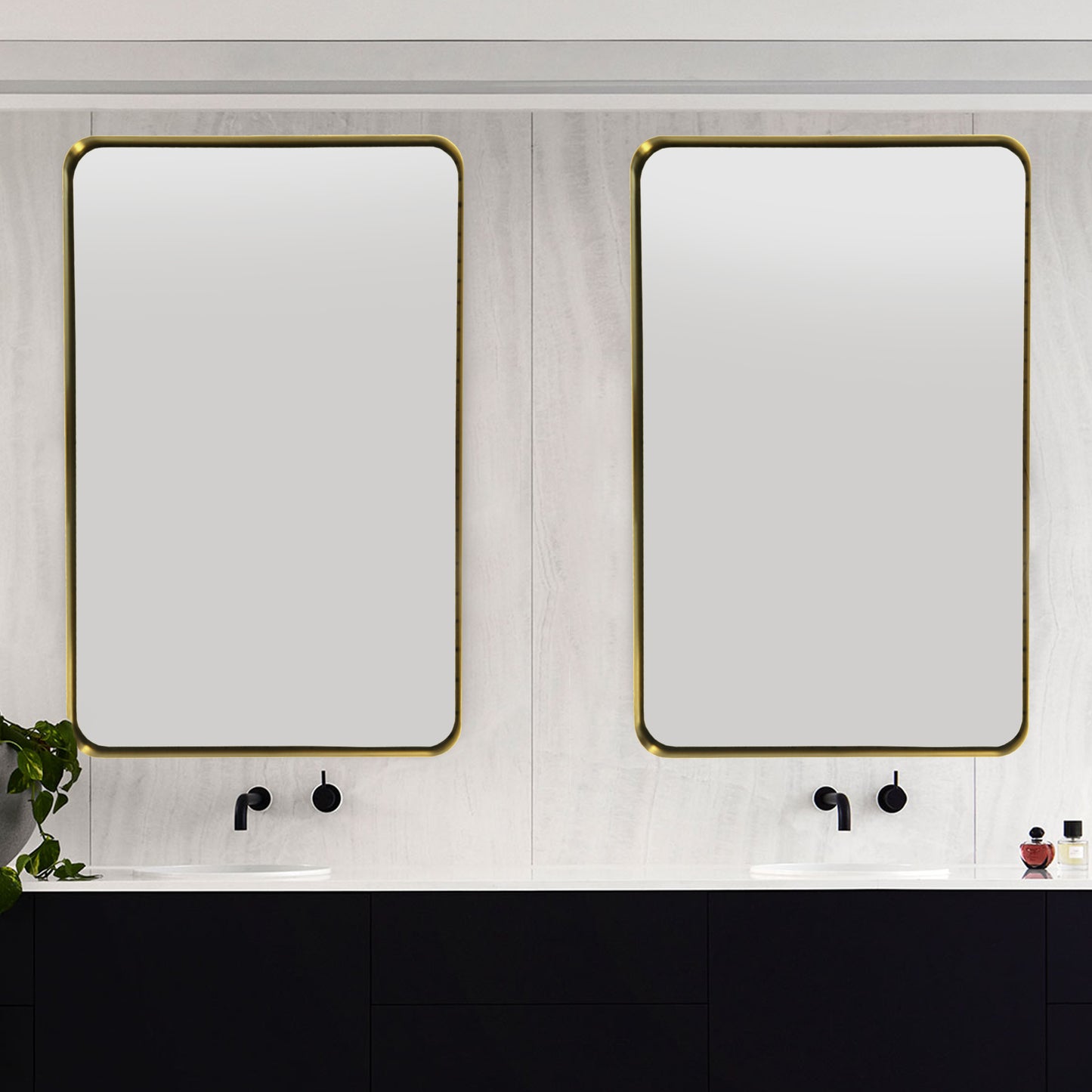 Gold Hanging Bathroom Mirror – 24” x 36” Wall Vanity Mirror