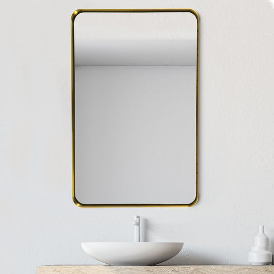 Gold Hanging Bathroom Mirror – 24” x 36” Wall Vanity Mirror