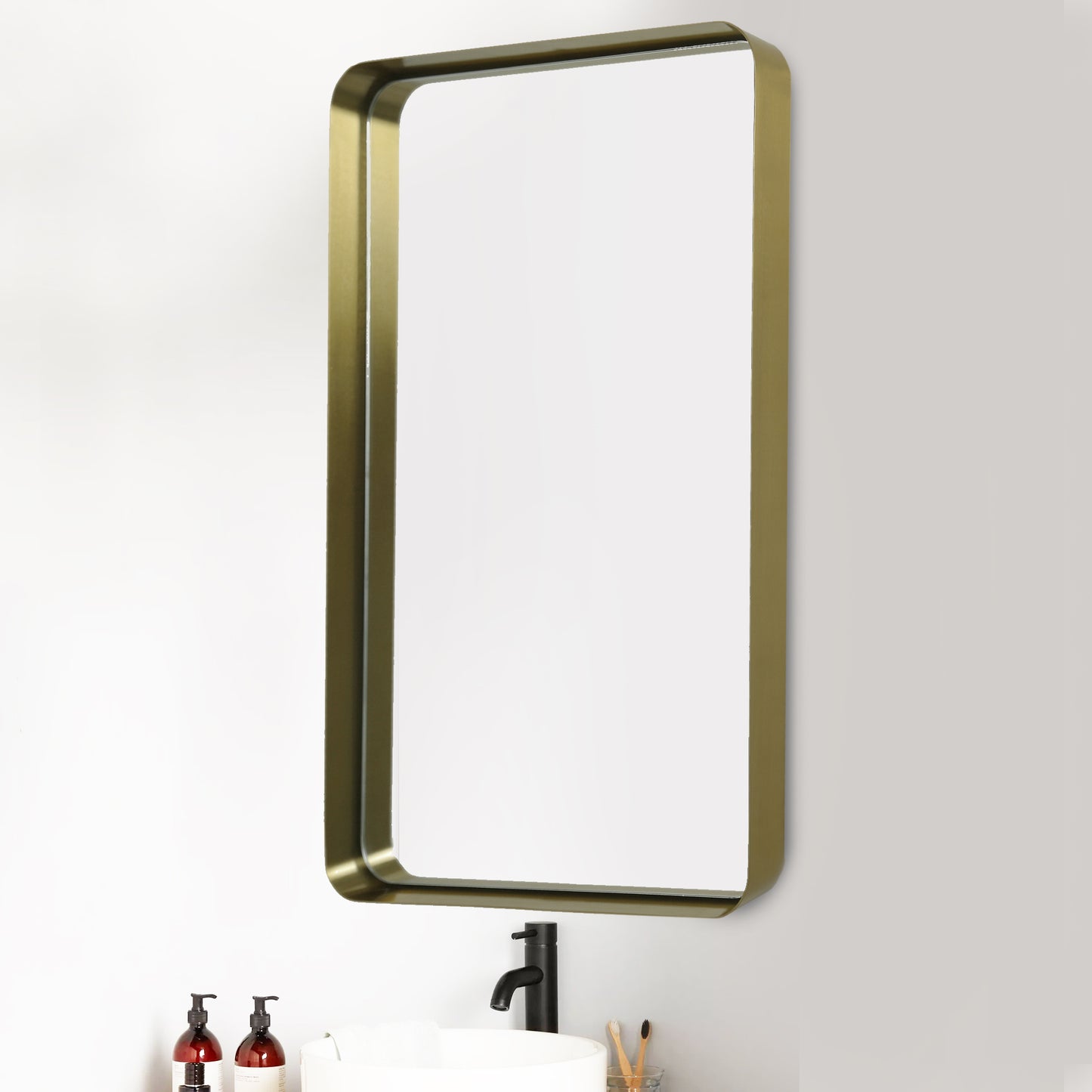 Gold Hanging Bathroom Mirror – 24” x 36” Wall Vanity Mirror