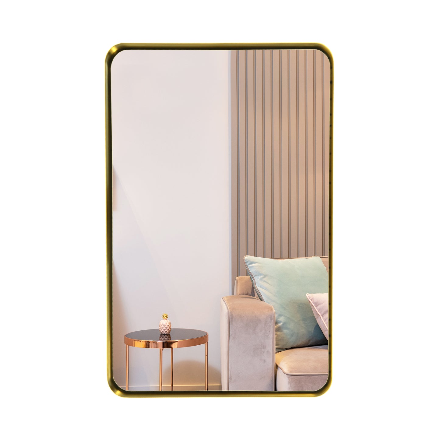 Gold Hanging Bathroom Mirror – 24” x 36” Wall Vanity Mirror
