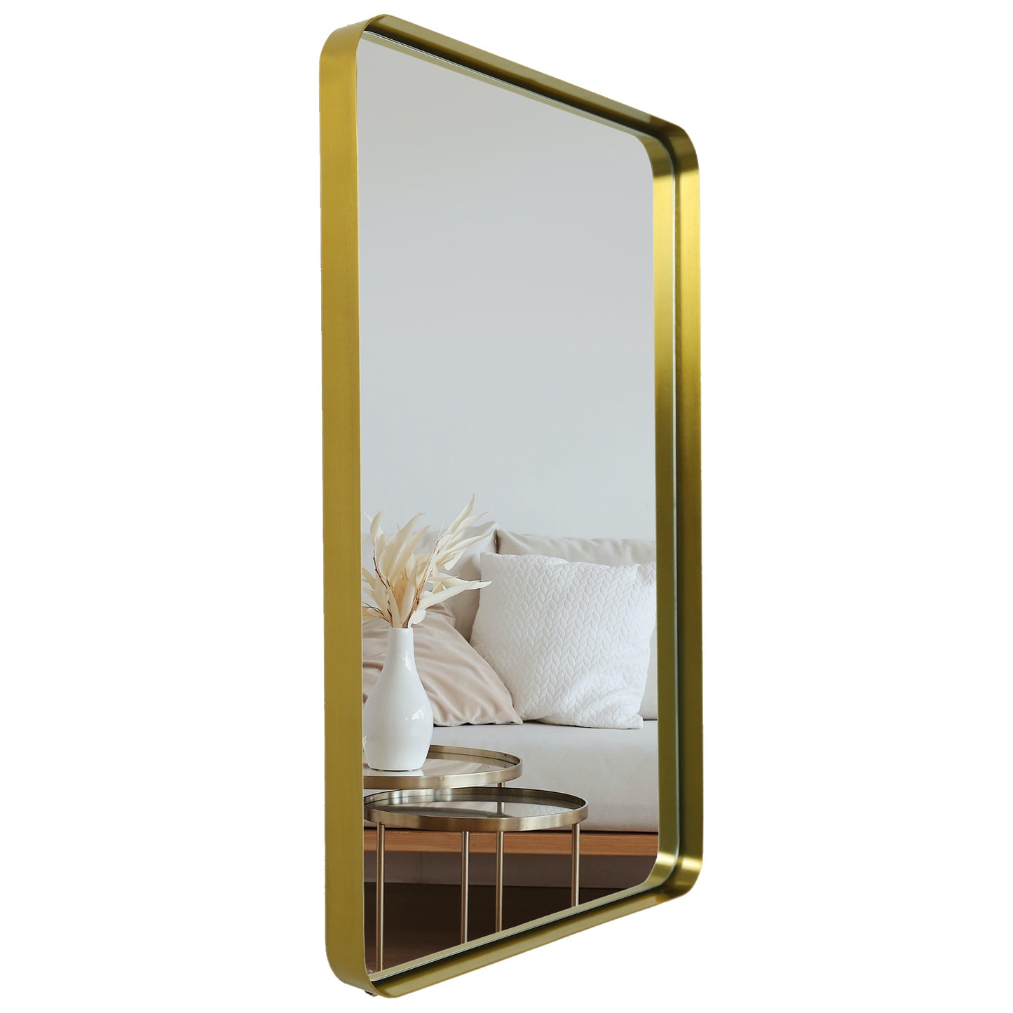 Gold Hanging Bathroom Mirror – 24” x 36” Wall Vanity Mirror