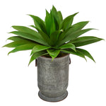 Agave Succulent Artificial Plant in Vintage Metal Planter, 26”