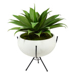 Agave Succulent Artificial Plant in White Planter with Metal Stand, 30”