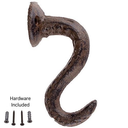 Brown Cast Iron Octopus Tentacle Metal Wall Hook