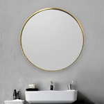 Gold Round Hanging Mirror, 30"