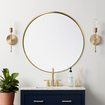 Gold Round Hanging Mirror, 30"