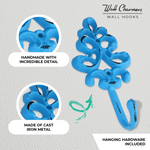 Set of 3 Blue Decorative Wall Hooks, 8"