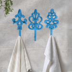 Set of 3 Blue Decorative Wall Hooks, 8"