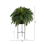 Boston Fern Artificial Plant in Black Planter with Stand, 51"