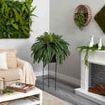 Boston Fern Artificial Plant in Black Planter with Stand, 51"