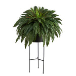 Boston Fern Artificial Plant in Black Planter with Stand, 51"