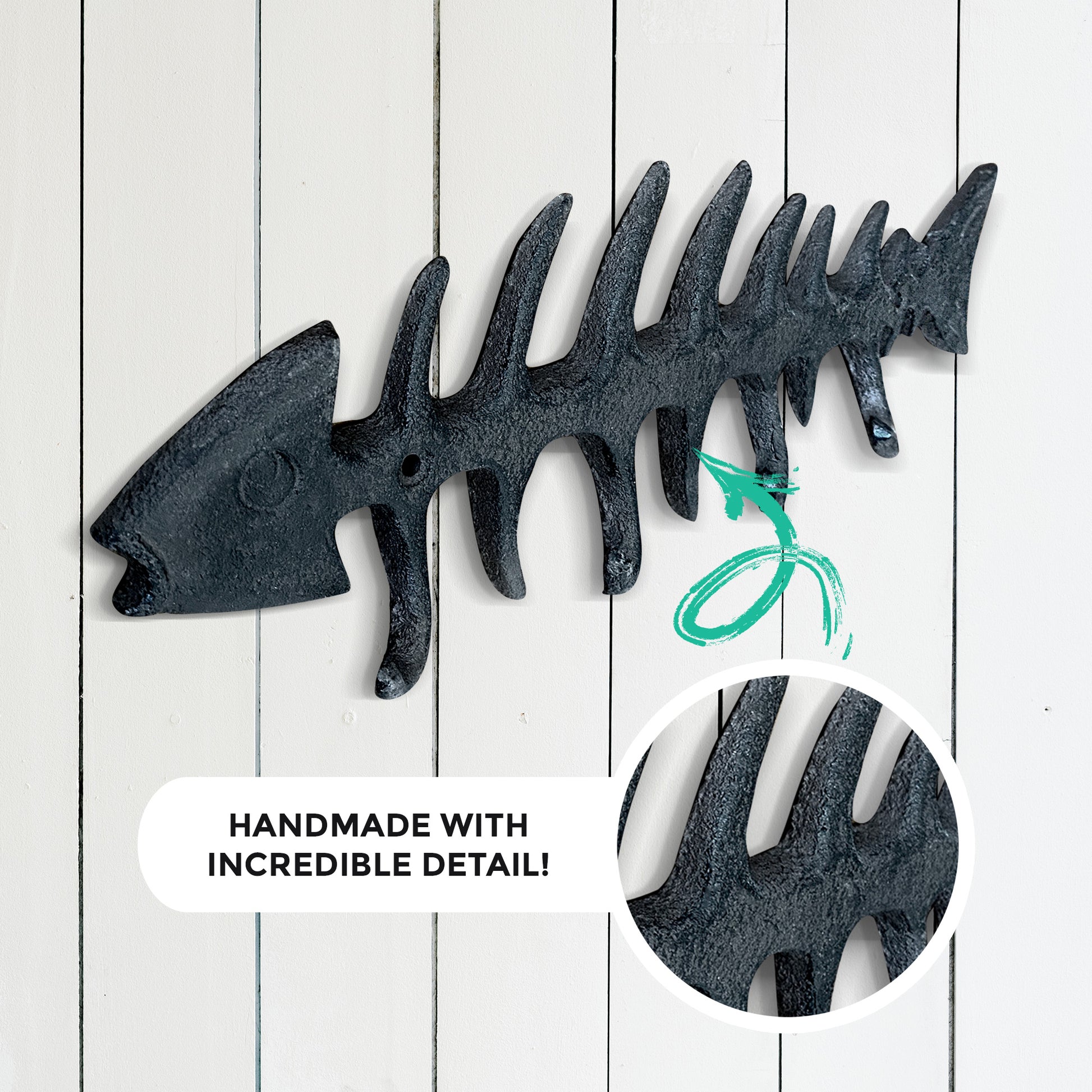 bone wood fish hooks craighead Fish Bones Wall Hooks, 13"