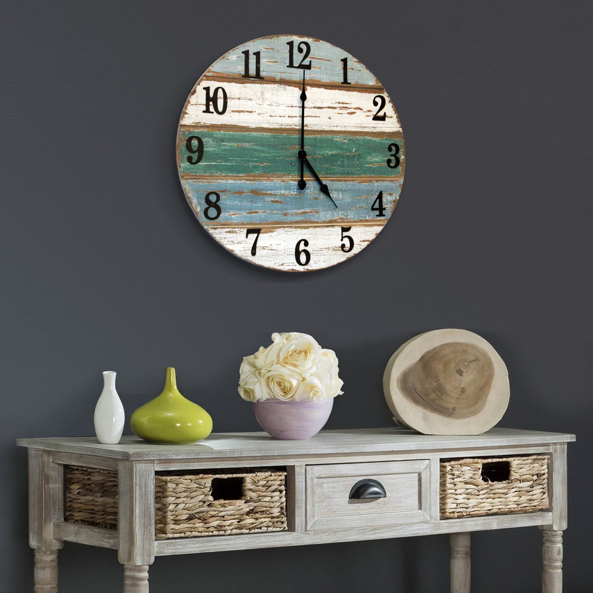 18 inch beach wall clock partial side