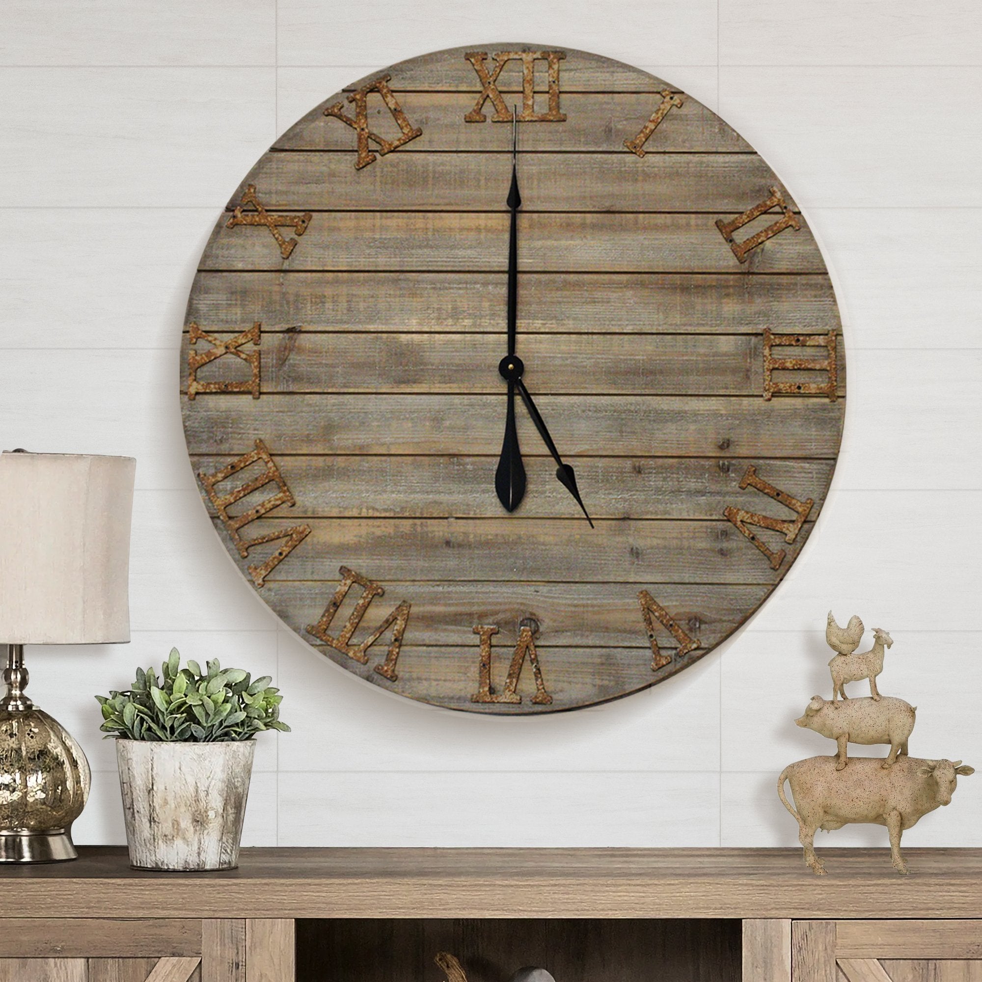 Wood Farmhouse Clock 30 inches