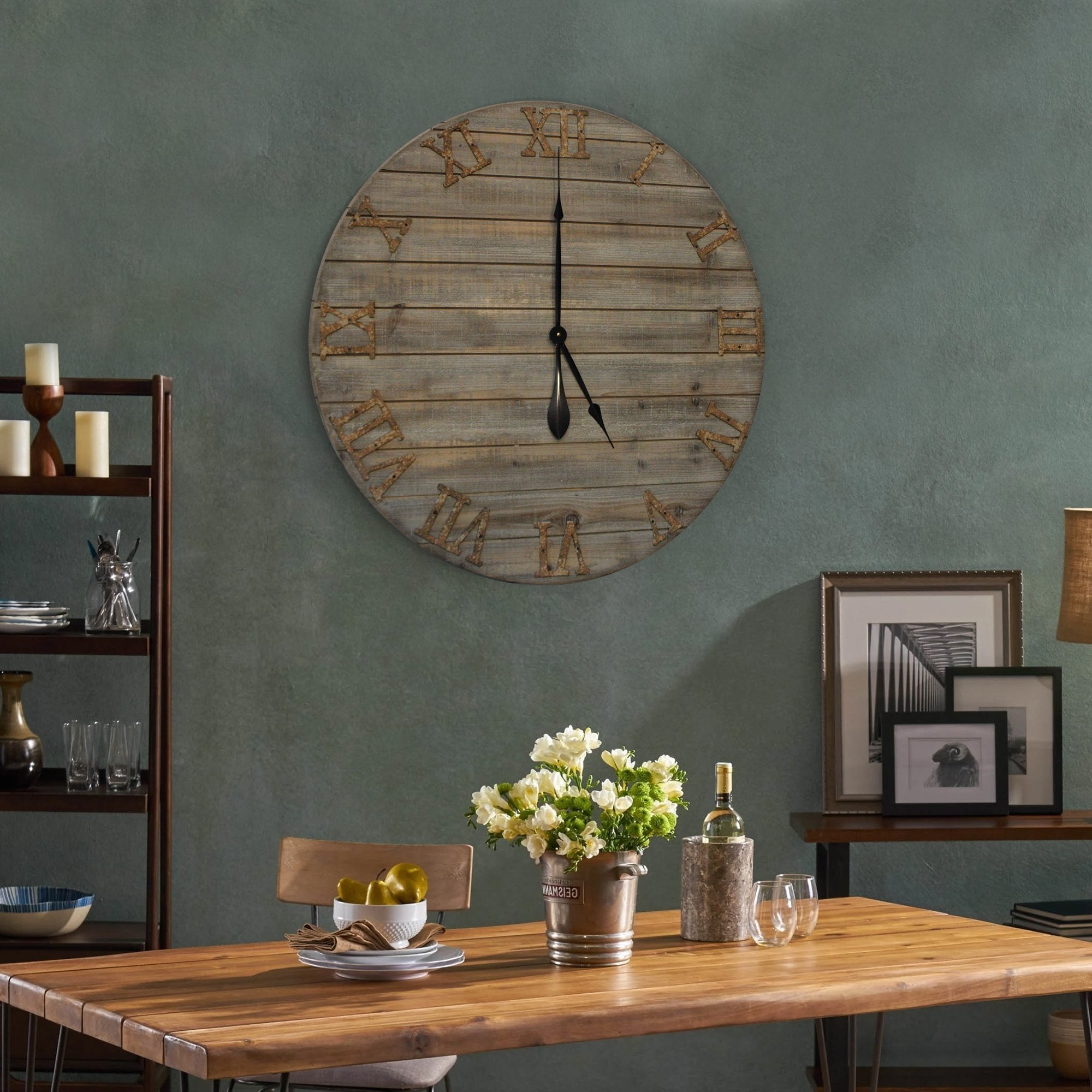 Wood Farmhouse Clock 30 inches lifestyle