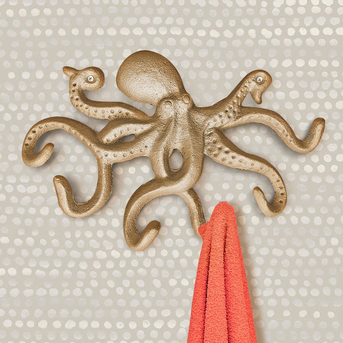  Sumnacon 6 Inch Cast Iron Octopus Decorative Coat Hook