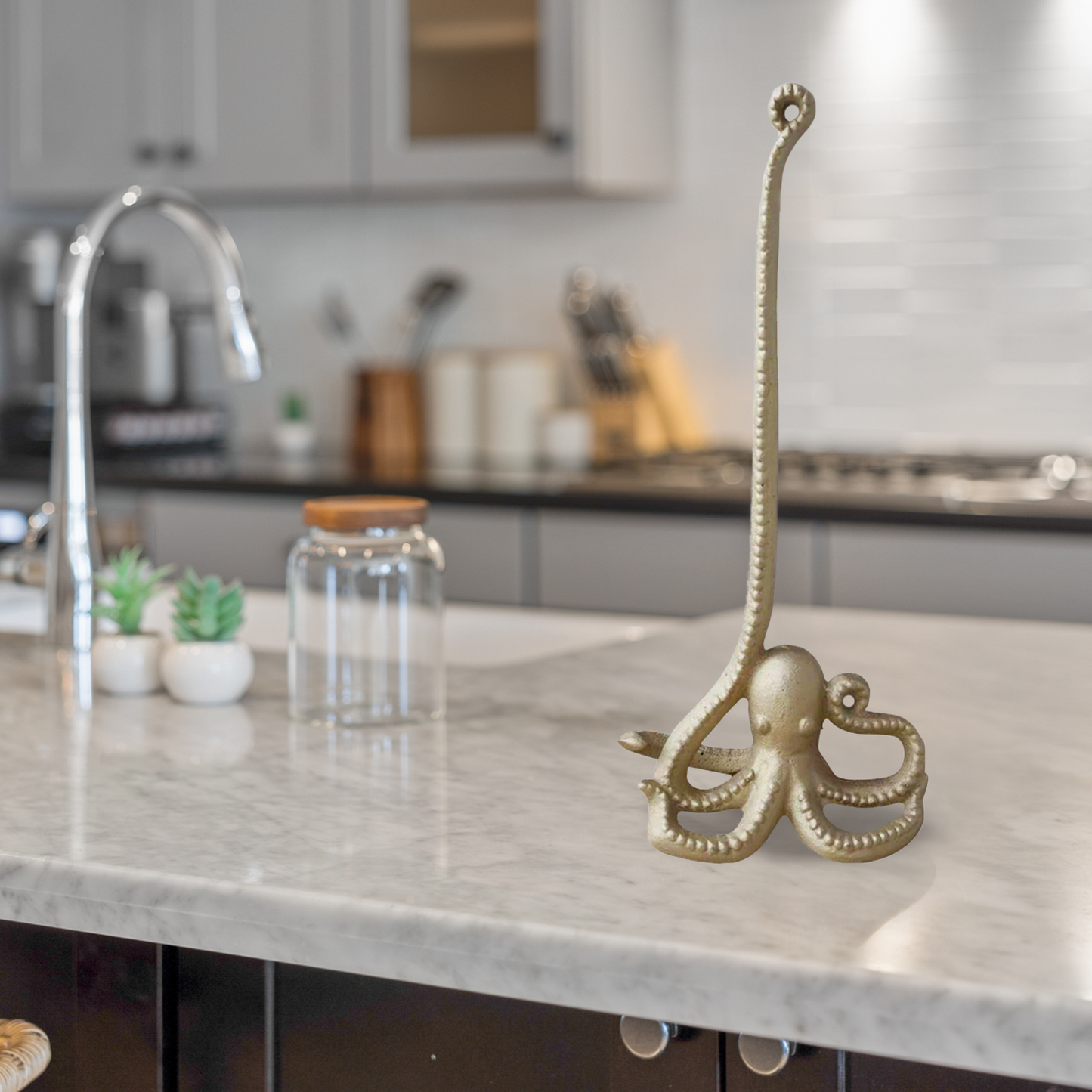 Gold Octopus Paper Towel Holder, 17"