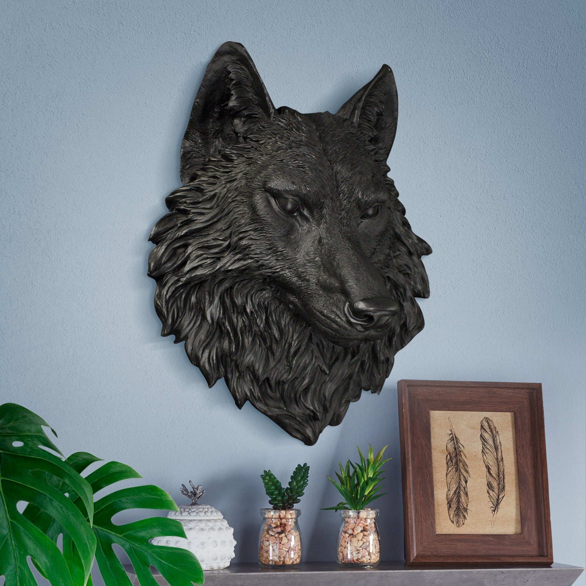 Faux wolf, faux wolf, fake wolf head, animal head wall mount, farmhouse decor