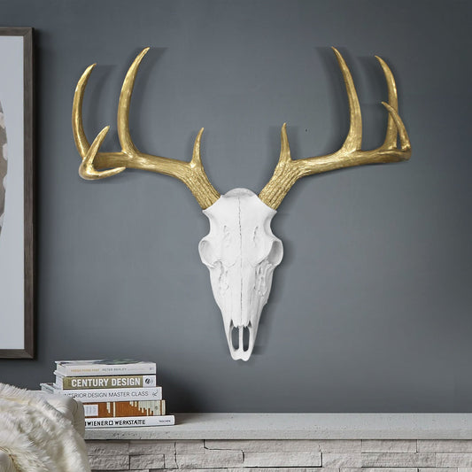 White + Gold Deer Skull