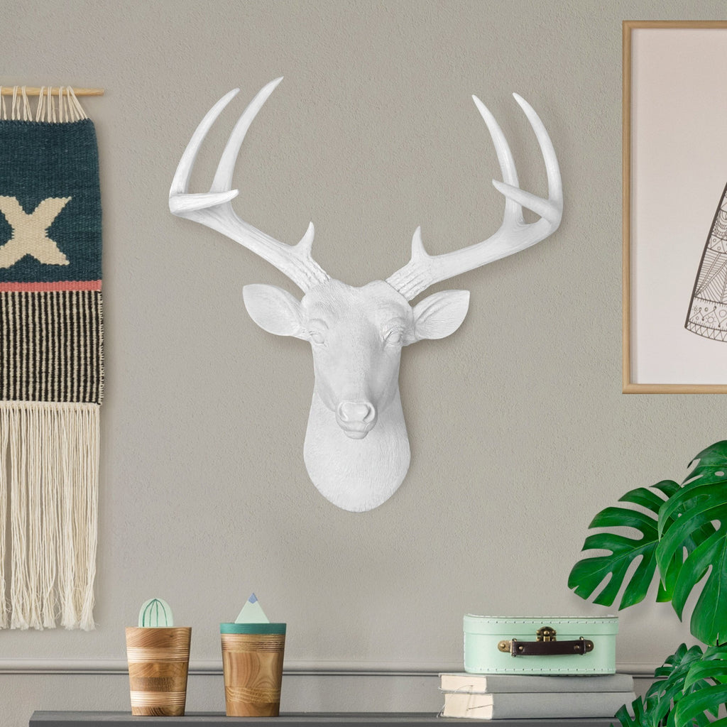 Mini White Faux Deer Head | Faux Taxidermy Decor by Wall Charmers