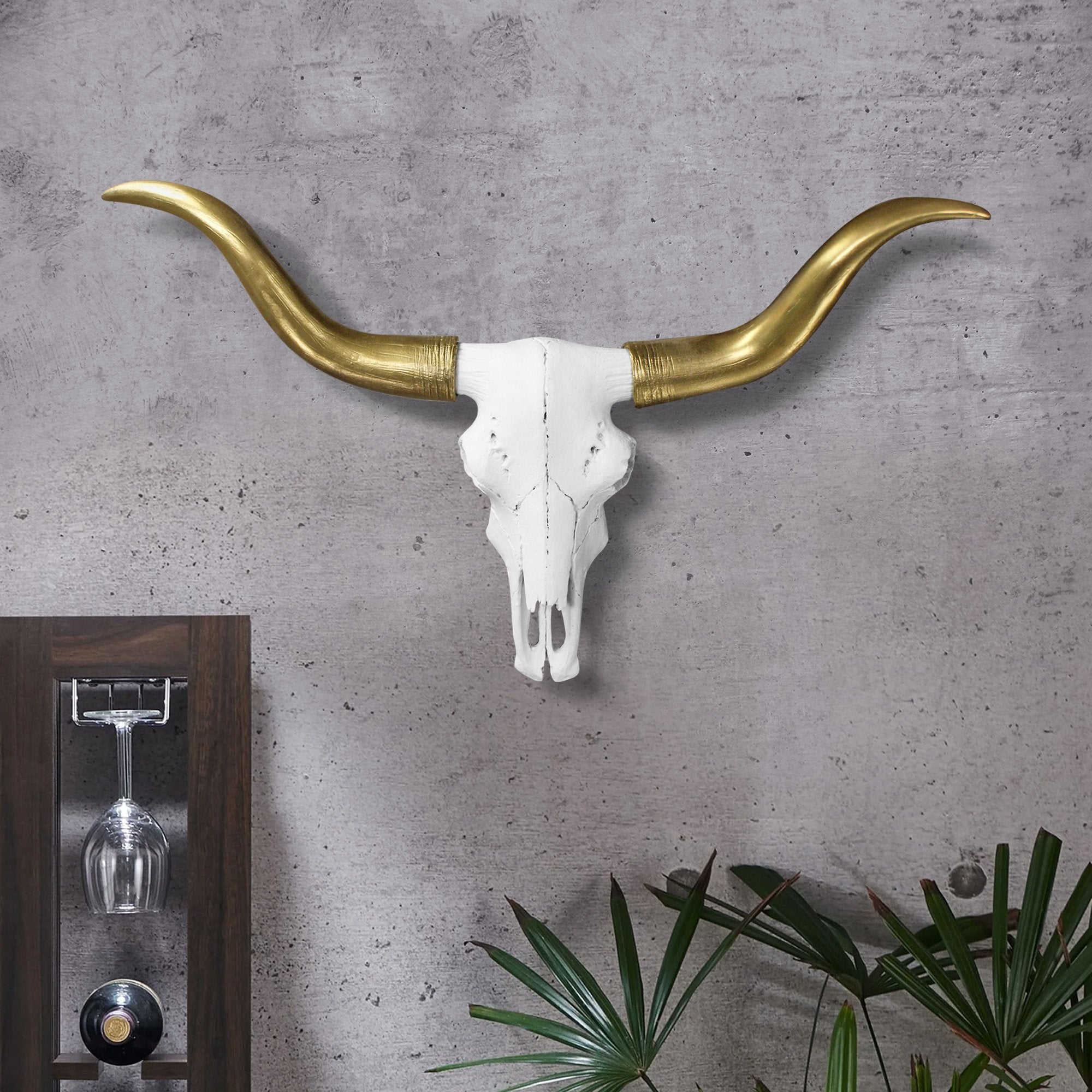 Faux longhorn skull, faux longhorn, faux skull, fake longhorn skull, animal skull wall mount, farmhouse décor