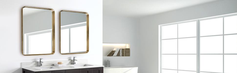 Gold Bathroom Mirror, 22x30”
